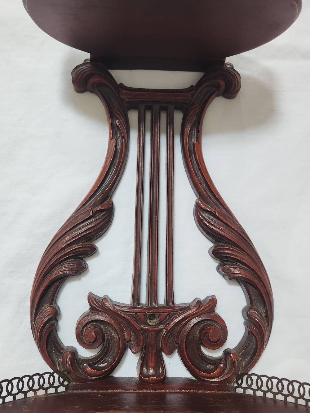 Syroco Ornate Two-Tier Wood & Brass Wall Shelf - Deep Mahogany - Picture 2 of 16